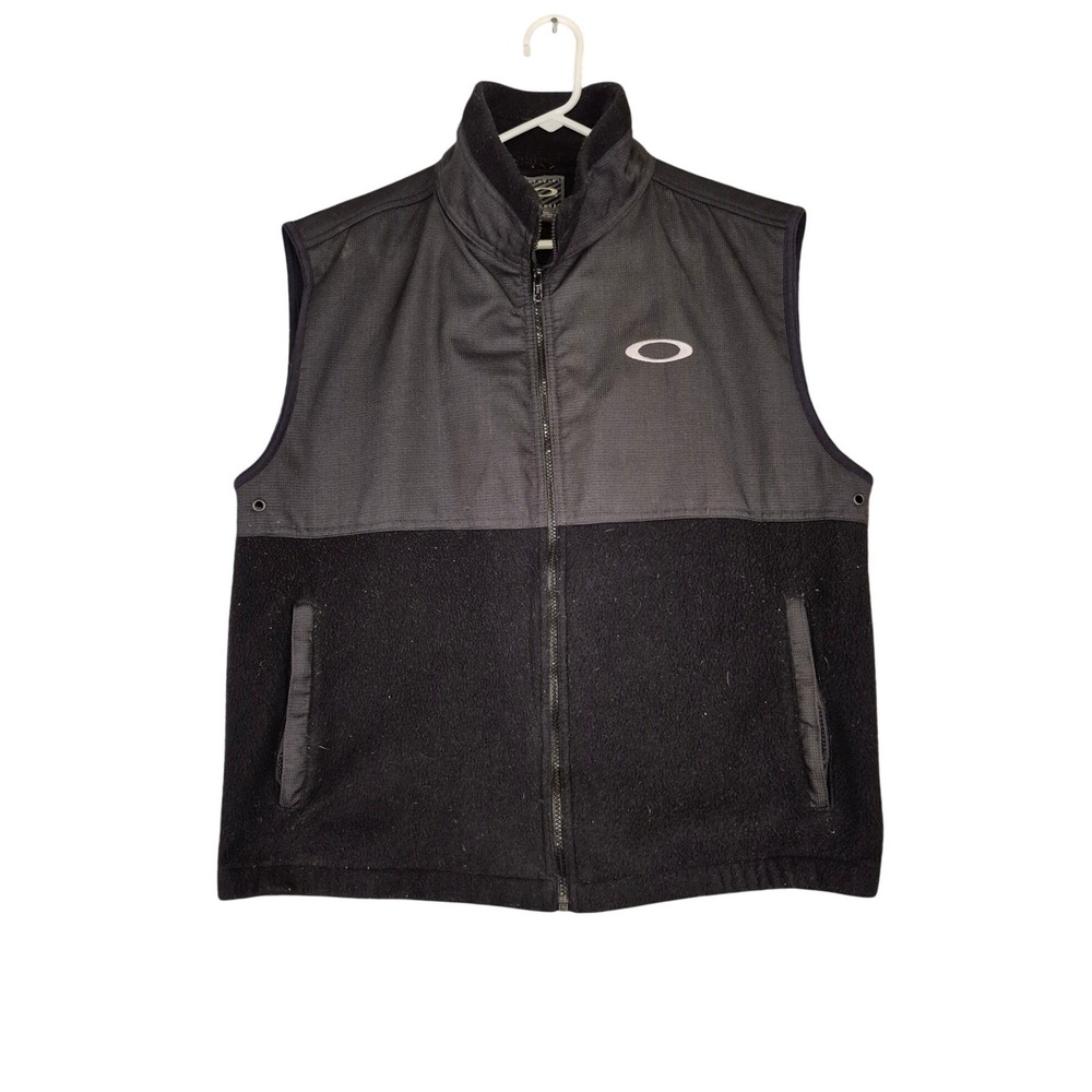 Oakley Genuine Software Mens Fleece Full Zip Vest Black Large RN 96548 VTG Y2K